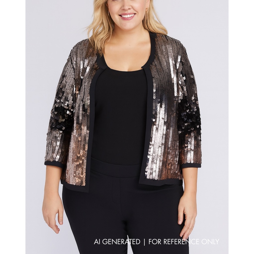 Michel Studio Black and Silver Sequin Cardigan